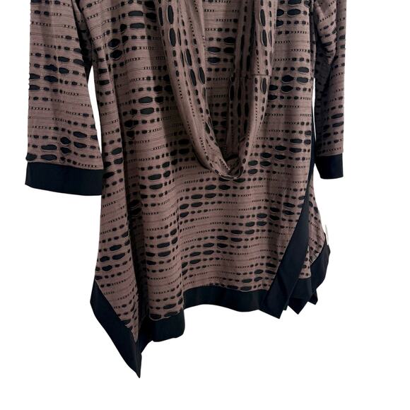 NEW NWT IC by Connie K Medium Brown Black Wearable Art to Wear Blouse Shirt Top - Picture 5 of 7